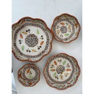 Temptations Old World Harvest Nesting Bowl Set – Autumn Leaves & Acorns Set Of 4